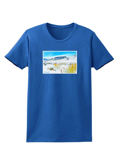 CO Snow Scene Watercolor Womens Dark T-Shirt-Womens T-Shirt-TooLoud-Royal-Blue-X-Small-Davson Sales