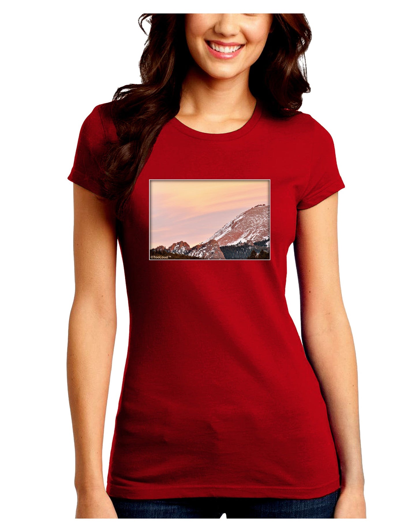 CO Sunset Cliffs Juniors Petite Crew Dark T-Shirt-T-Shirts Juniors Tops-TooLoud-Red-Juniors Fitted Small-Davson Sales
