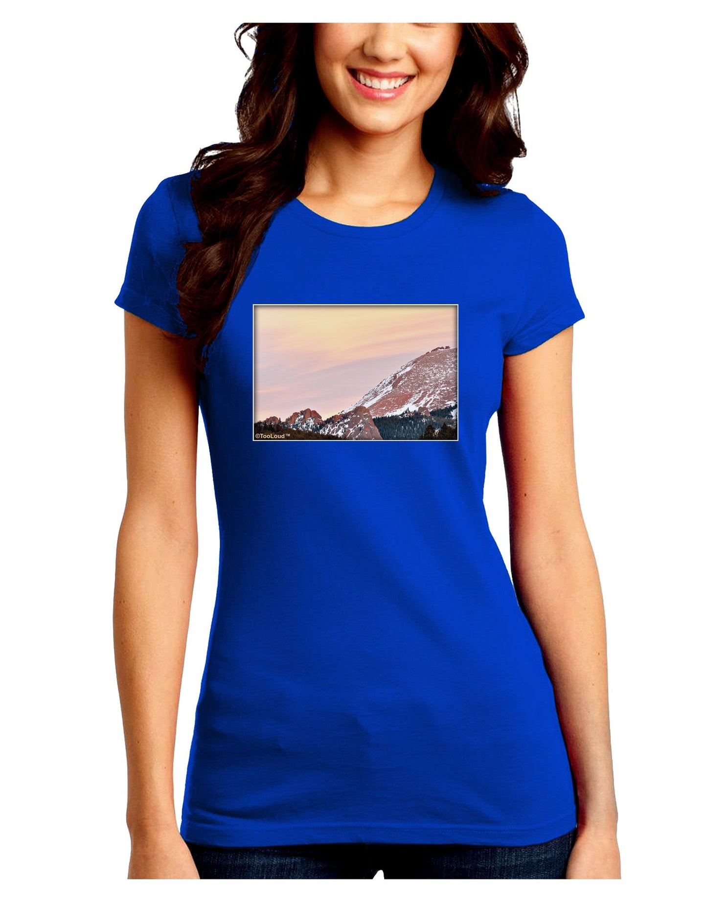 CO Sunset Cliffs Juniors Petite Crew Dark T-Shirt-T-Shirts Juniors Tops-TooLoud-Royal-Blue-Juniors Fitted Small-Davson Sales