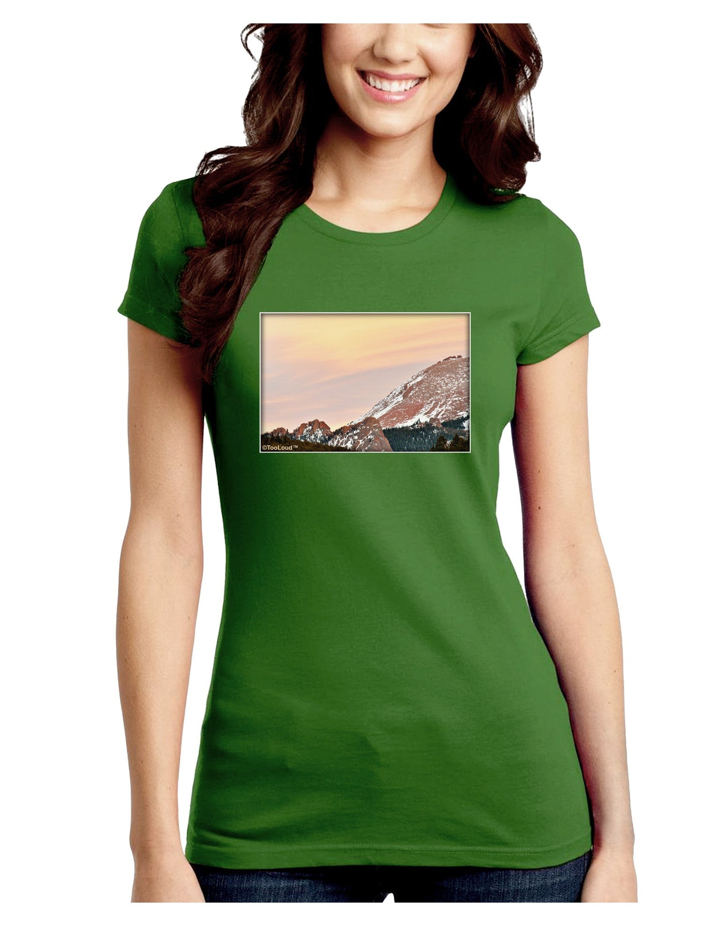CO Sunset Cliffs Juniors Petite Crew Dark T-Shirt-T-Shirts Juniors Tops-TooLoud-Kiwi-Green-Juniors Fitted Small-Davson Sales