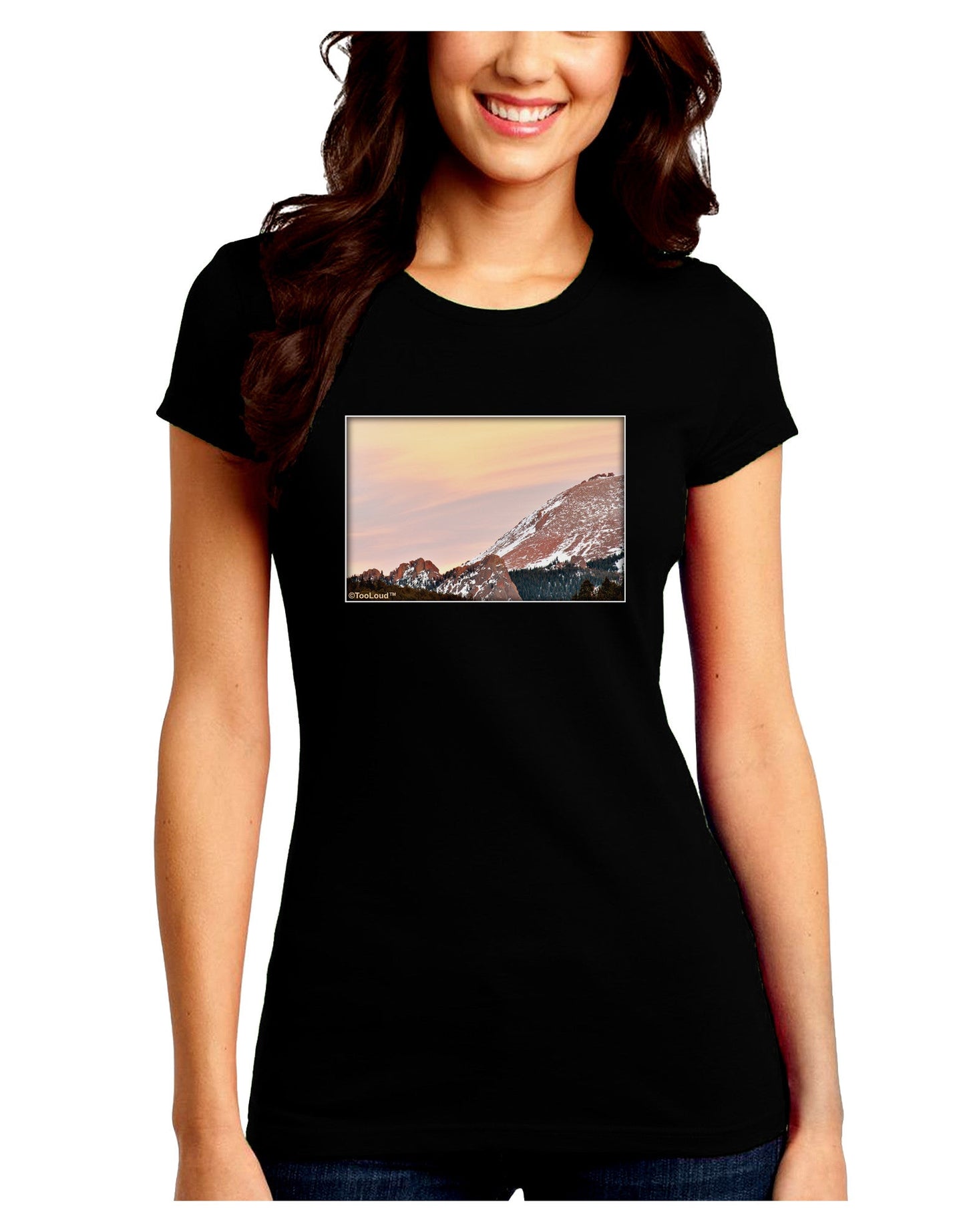 CO Sunset Cliffs Juniors Petite Crew Dark T-Shirt-T-Shirts Juniors Tops-TooLoud-Black-Juniors Fitted Small-Davson Sales