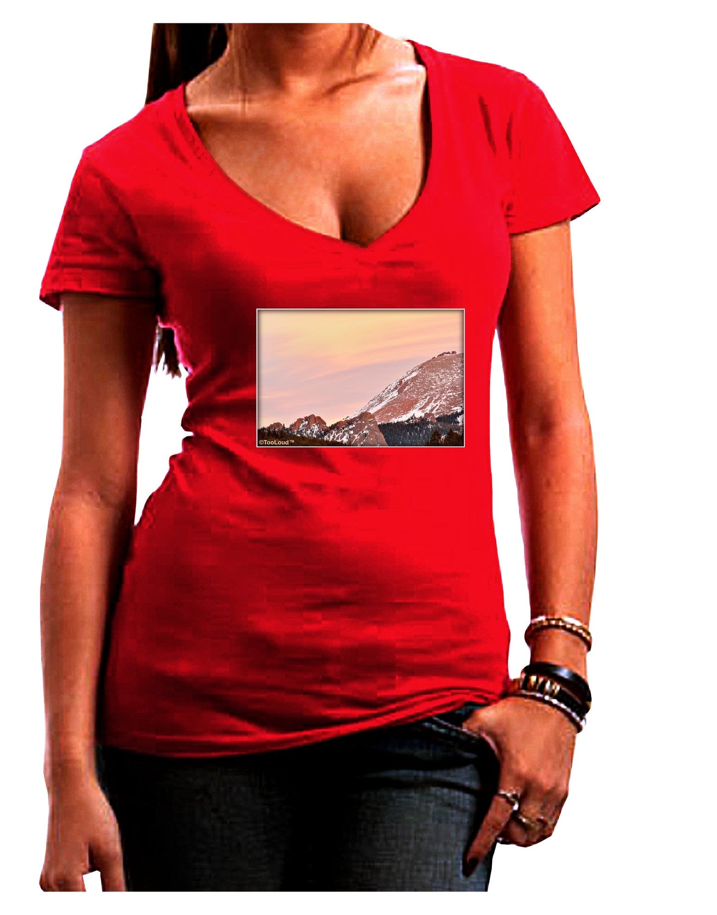 CO Sunset Cliffs Womens V-Neck Dark T-Shirt-Womens V-Neck T-Shirts-TooLoud-Red-Juniors Fitted Small-Davson Sales