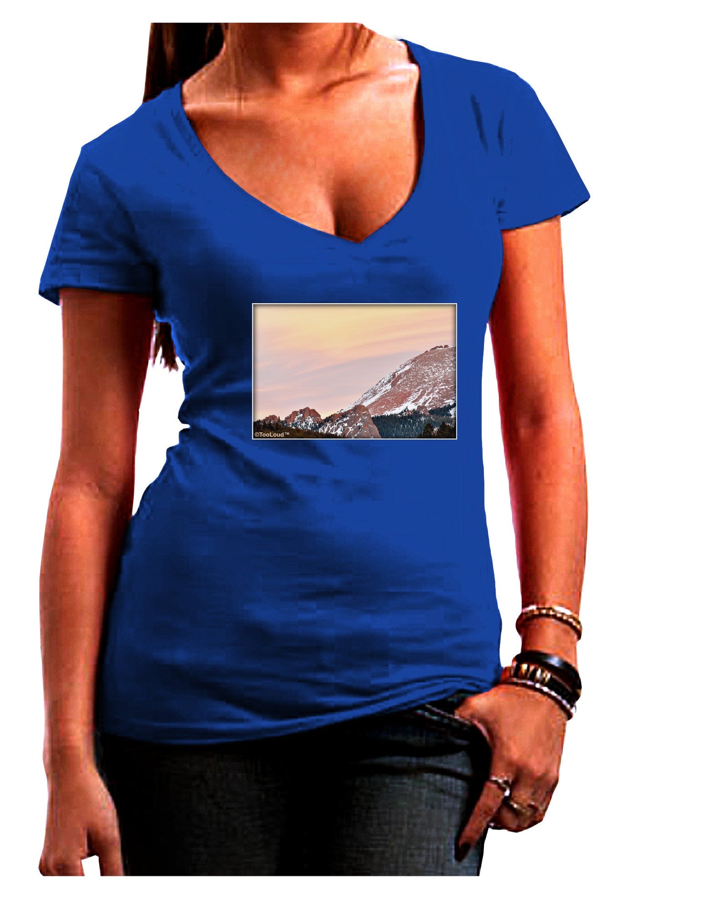 CO Sunset Cliffs Womens V-Neck Dark T-Shirt-Womens V-Neck T-Shirts-TooLoud-Royal-Blue-Juniors Fitted Small-Davson Sales