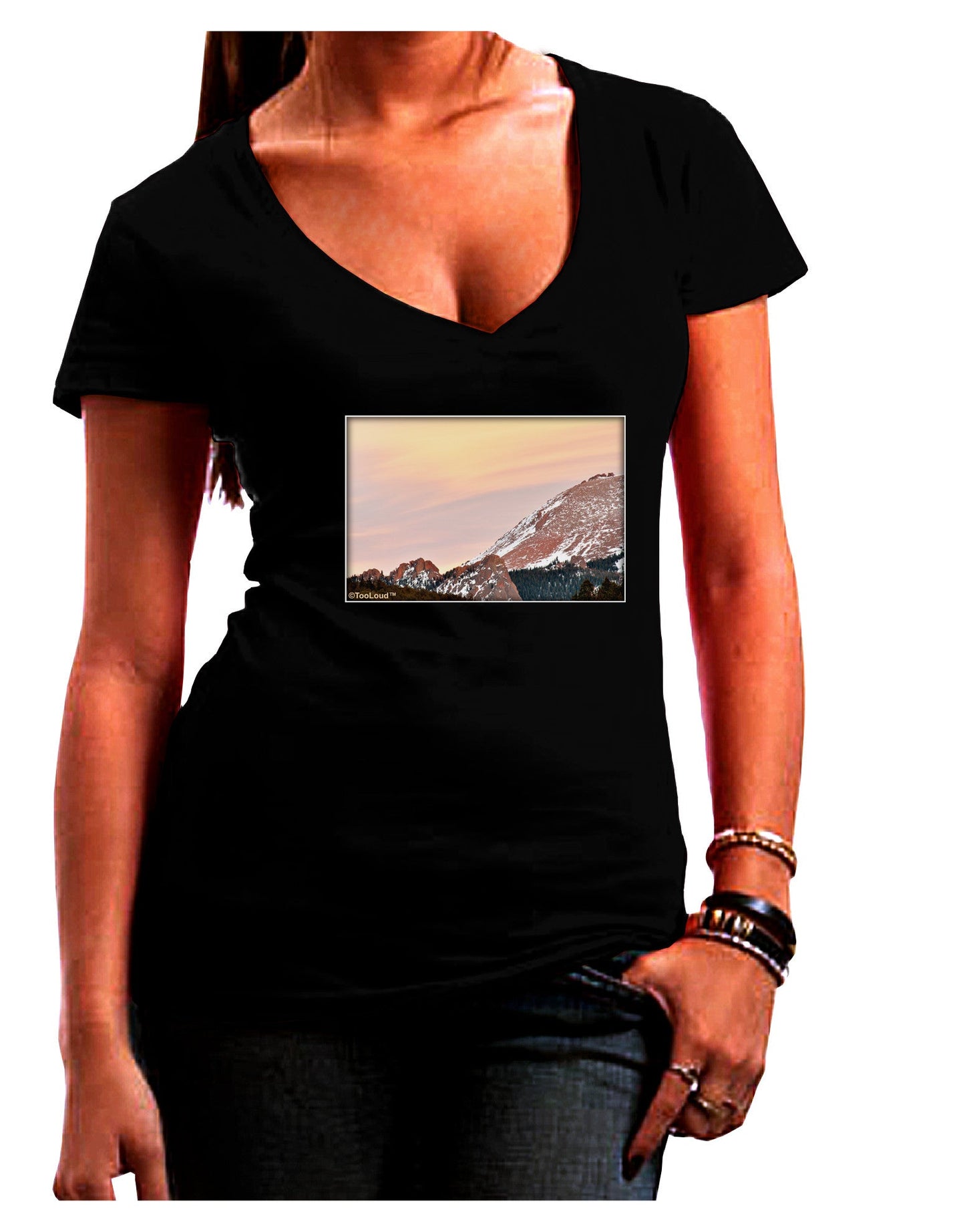 CO Sunset Cliffs Womens V-Neck Dark T-Shirt-Womens V-Neck T-Shirts-TooLoud-Black-Juniors Fitted Small-Davson Sales