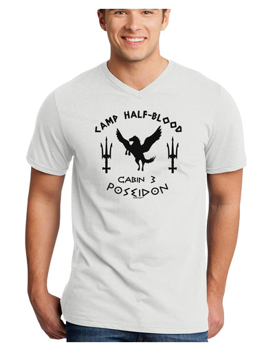 Cabin 3 Poseidon Camp Half Blood Adult V-Neck T-shirt-Mens V-Neck T-Shirt-TooLoud-White-Small-Davson Sales