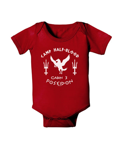 Cabin 3 Poseidon Camp Half Blood Baby Romper Bodysuit Dark-Baby Romper-TooLoud-Red-06-Months-Davson Sales