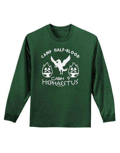 Cabin 9 Hephaestus Half Blood Adult Long Sleeve Dark T-Shirt-TooLoud-Dark-Green-Small-Davson Sales