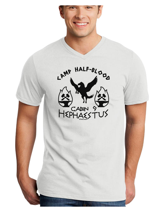 Cabin 9 Hephaestus Half Blood Adult V-Neck T-shirt-Mens V-Neck T-Shirt-TooLoud-White-Small-Davson Sales