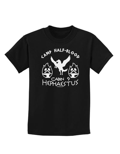 Cabin 9 Hephaestus Half Blood Childrens Dark T-Shirt-Childrens T-Shirt-TooLoud-Black-X-Small-Davson Sales
