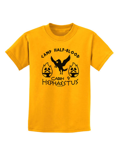Cabin 9 Hephaestus Half Blood Childrens T-Shirt-Childrens T-Shirt-TooLoud-Gold-X-Small-Davson Sales