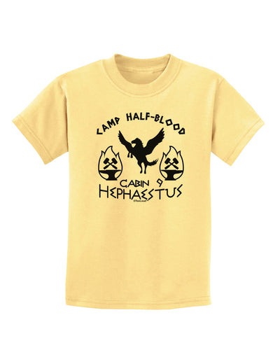 Cabin 9 Hephaestus Half Blood Childrens T-Shirt-Childrens T-Shirt-TooLoud-Daffodil-Yellow-X-Small-Davson Sales