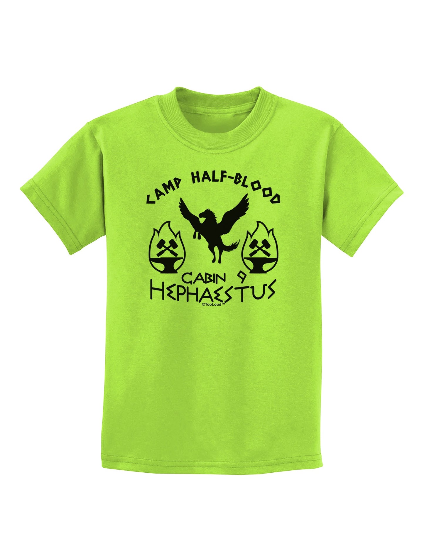 Cabin 9 Hephaestus Half Blood Childrens T-Shirt-Childrens T-Shirt-TooLoud-Lime-Green-X-Small-Davson Sales