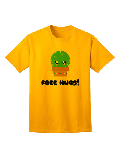 Cactus-Inspired Adult T-Shirt: Embrace the Charm with Free Hugs-Mens T-shirts-TooLoud-Gold-Small-Davson Sales