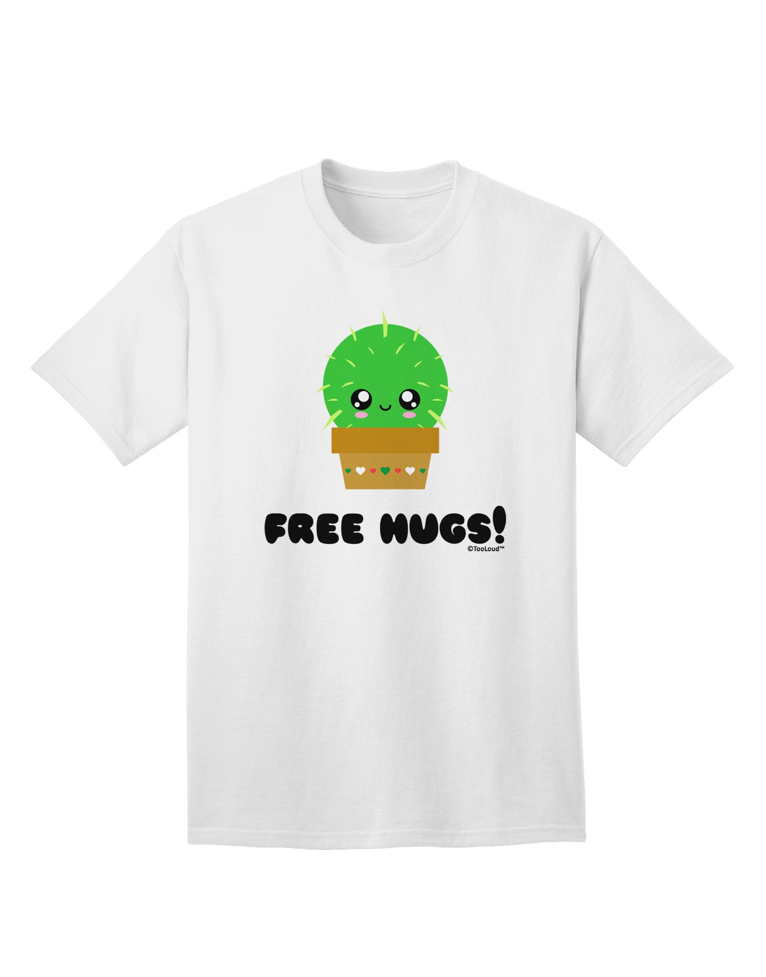 Cactus-Inspired Adult T-Shirt: Embrace the Charm with Free Hugs-Mens T-shirts-TooLoud-White-Small-Davson Sales