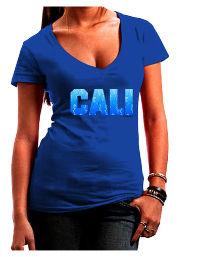 Cali Ocean Bubbles Juniors V-Neck Dark T-Shirt by TooLoud-Womens V-Neck T-Shirts-TooLoud-Royal-Blue-Juniors Fitted Small-Davson Sales