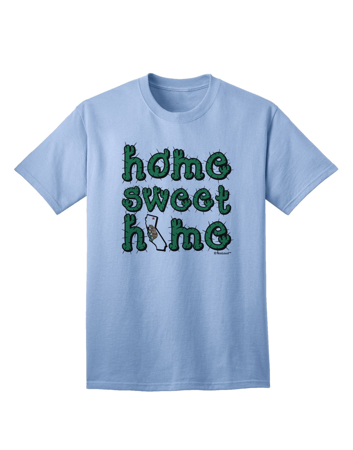 California Cactus and State Flag Adult T-Shirt: A Perfect Addition to Your Home Collection-Mens T-shirts-TooLoud-Light-Blue-Small-Davson Sales