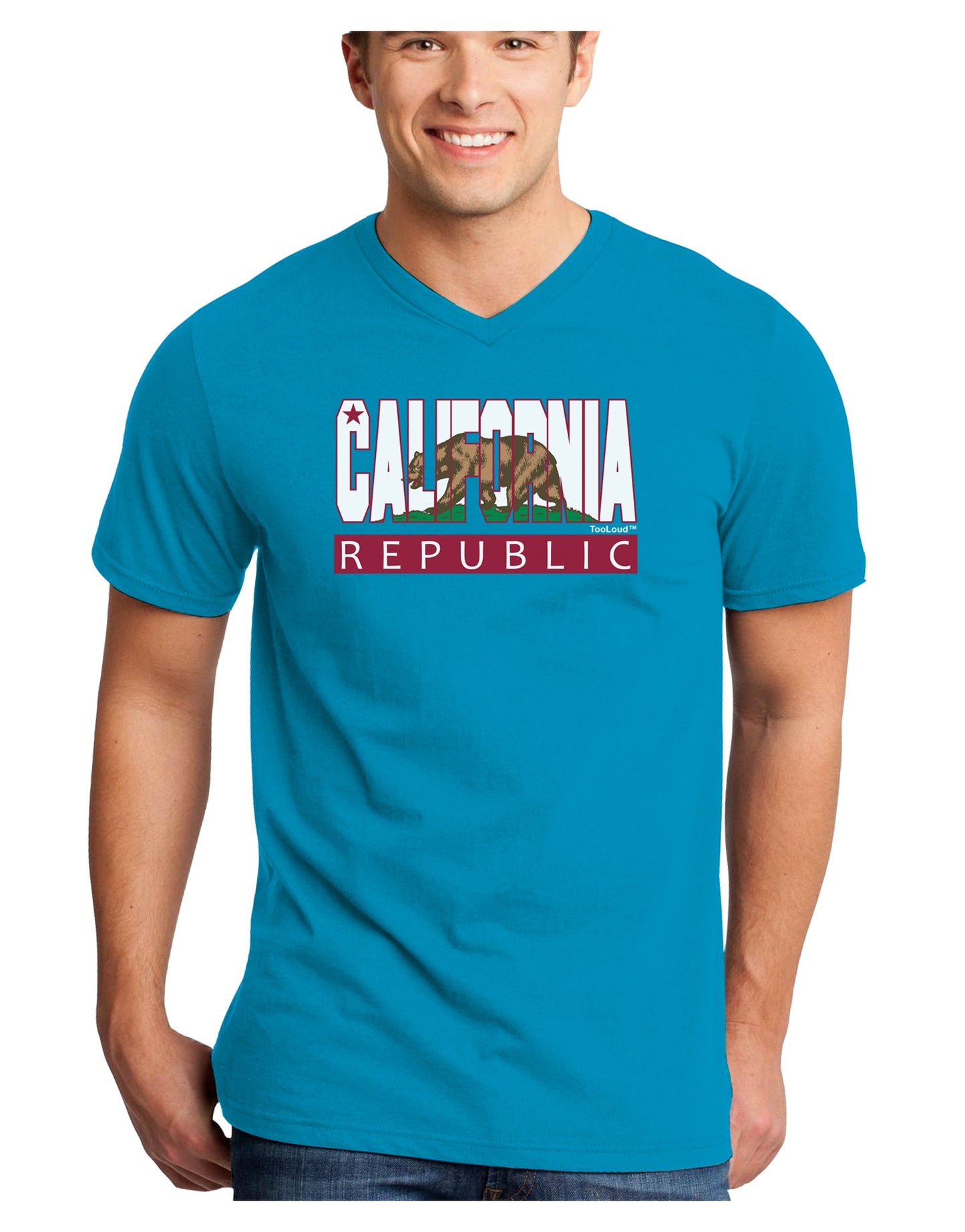 California Design #1 Adult Dark V-Neck T-Shirt by TooLoud-Mens V-Neck T-Shirt-TooLoud-Turquoise-Small-Davson Sales