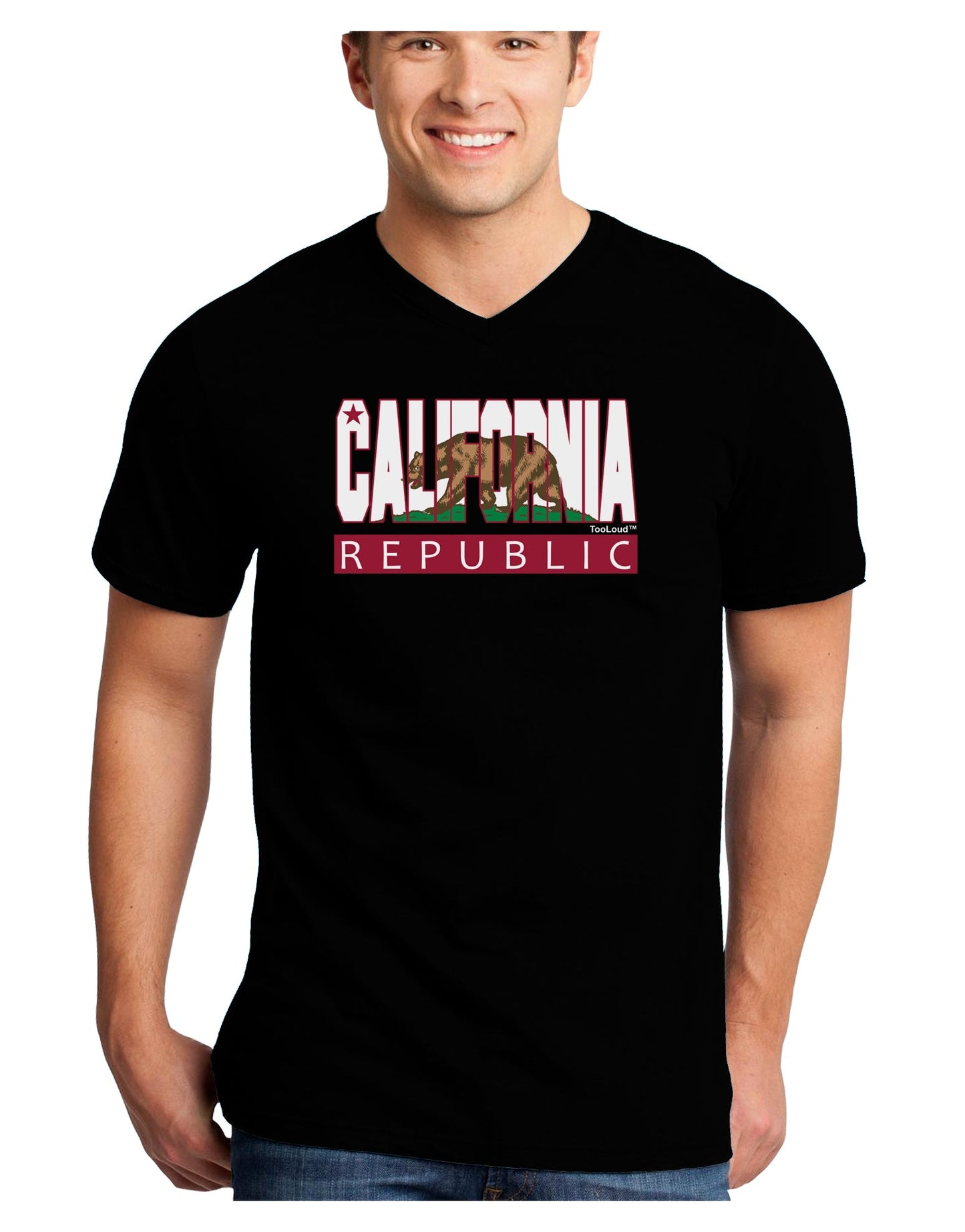 California Design #1 Adult Dark V-Neck T-Shirt by TooLoud-Mens V-Neck T-Shirt-TooLoud-Black-Small-Davson Sales