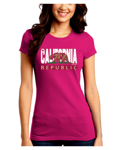 California Design #1 Juniors Crew Dark T-Shirt by TooLoud-T-Shirts Juniors Tops-TooLoud-Hot-Pink-Juniors Fitted Small-Davson Sales