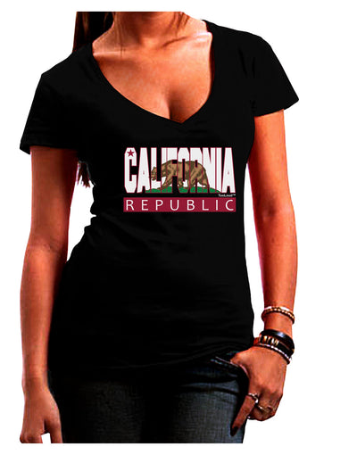 California Design #1 Juniors V-Neck Dark T-Shirt by TooLoud-Womens V-Neck T-Shirts-TooLoud-Black-Juniors Fitted Small-Davson Sales