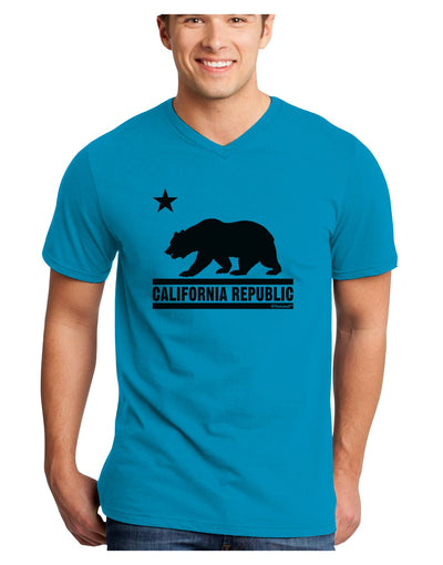 California Republic Design - Cali Bear Adult V-Neck T-shirt by TooLoud-Mens V-Neck T-Shirt-TooLoud-Turquoise-Small-Davson Sales