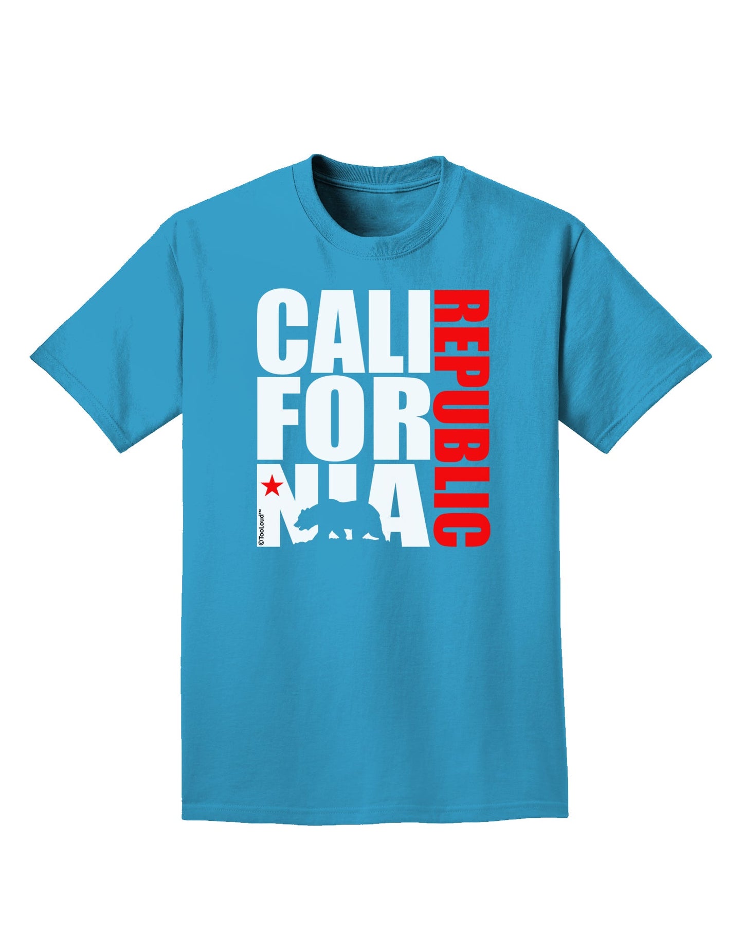 California Republic Design - California Red Star and Bear Adult Dark T-Shirt by TooLoud-Mens T-Shirt-TooLoud-Turquoise-Small-Davson Sales