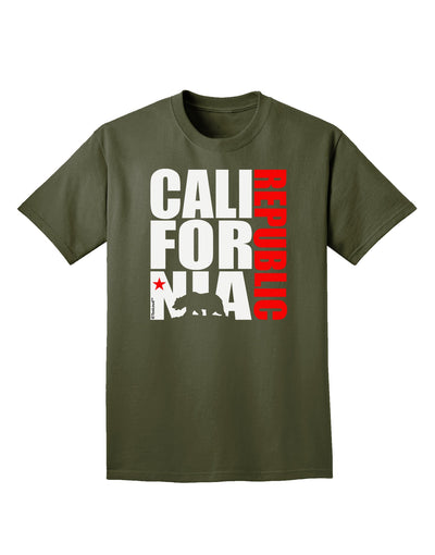 California Republic Design - California Red Star and Bear Adult Dark T-Shirt by TooLoud-Mens T-Shirt-TooLoud-Military-Green-Small-Davson Sales