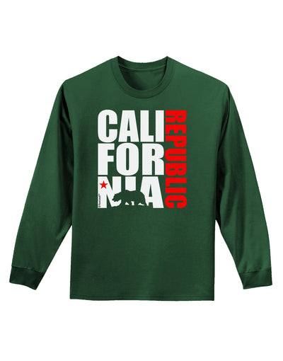 California Republic Design - California Red Star and Bear Adult Long Sleeve Dark T-Shirt by TooLoud-TooLoud-Dark-Green-Small-Davson Sales