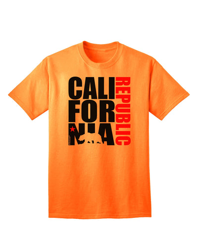 California Republic Design - California Red Star and Bear Adult T-Shirt by TooLoud: A Captivating Ecommerce Collection for California Enthusiasts-Mens T-shirts-TooLoud-Neon-Orange-Small-Davson Sales