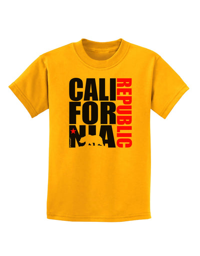 California Republic Design - California Red Star and Bear Childrens T-Shirt by TooLoud-Childrens T-Shirt-TooLoud-Gold-X-Small-Davson Sales