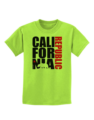 California Republic Design - California Red Star and Bear Childrens T-Shirt by TooLoud-Childrens T-Shirt-TooLoud-Lime-Green-X-Small-Davson Sales