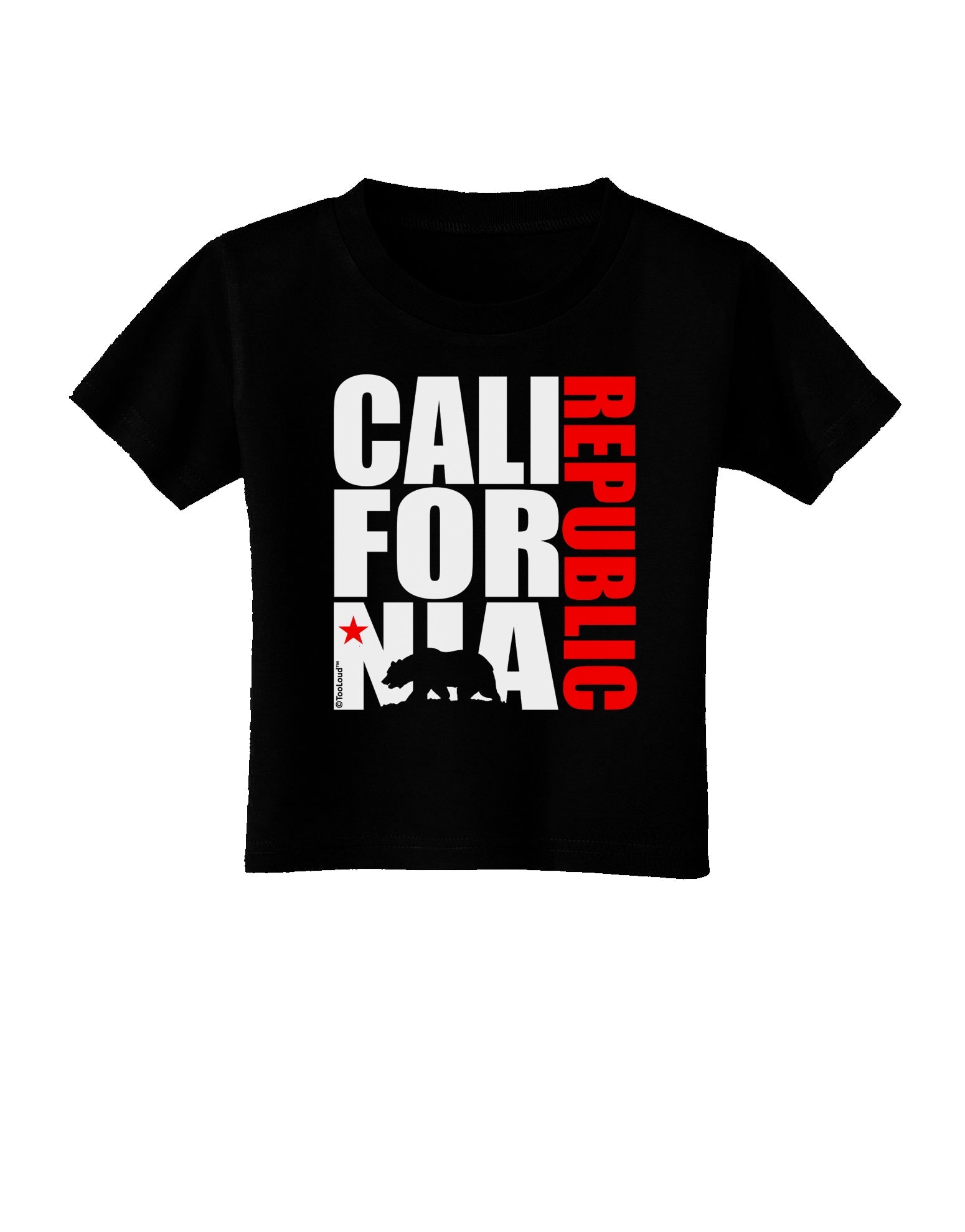 California Republic Design - California Red Star and Bear Toddler T-Shirt Dark by TooLoud-Toddler T-Shirt-TooLoud-Black-2T-Davson Sales