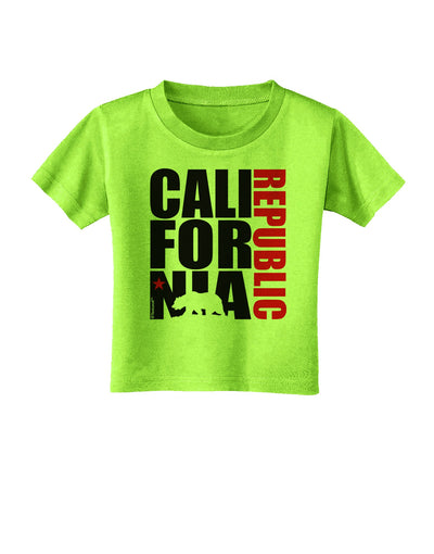 California Republic Design - California Red Star and Bear Toddler T-Shirt by TooLoud-Toddler T-Shirt-TooLoud-Lime-Green-2T-Davson Sales