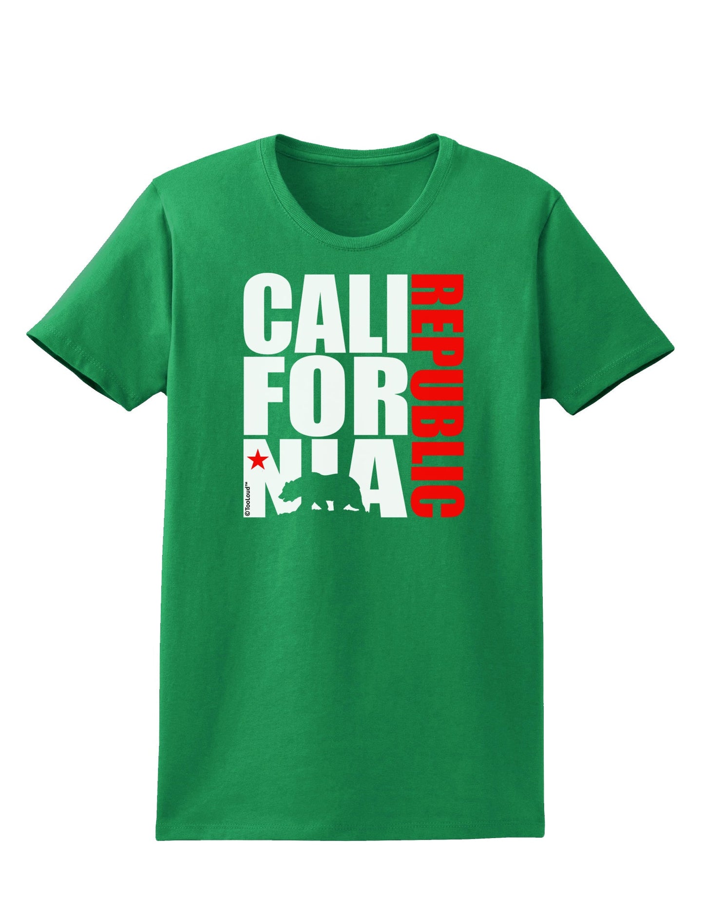 California Republic Design - California Red Star and Bear Womens Dark T-Shirt by TooLoud-Womens T-Shirt-TooLoud-Kelly-Green-X-Small-Davson Sales