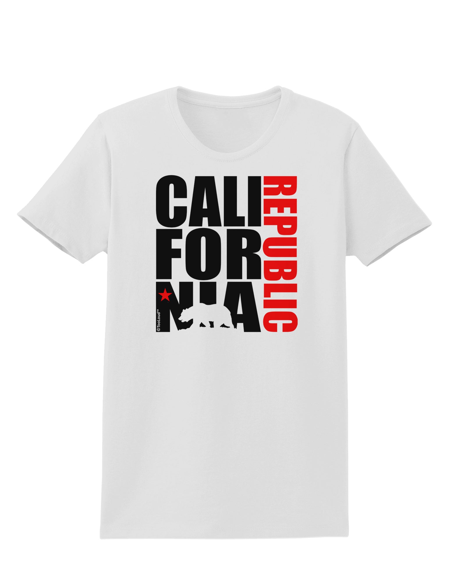 California Republic Design - California Red Star and Bear Womens T-Shirt by TooLoud-Womens T-Shirt-TooLoud-White-X-Small-Davson Sales