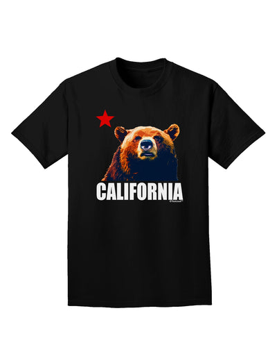 California Republic Design - Grizzly Bear and Star Adult Dark T-Shirt by TooLoud-Mens T-Shirt-TooLoud-Black-Small-Davson Sales