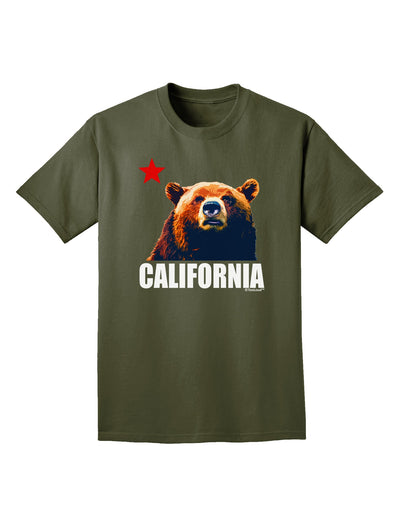 California Republic Design - Grizzly Bear and Star Adult Dark T-Shirt by TooLoud-Mens T-Shirt-TooLoud-Military-Green-Small-Davson Sales