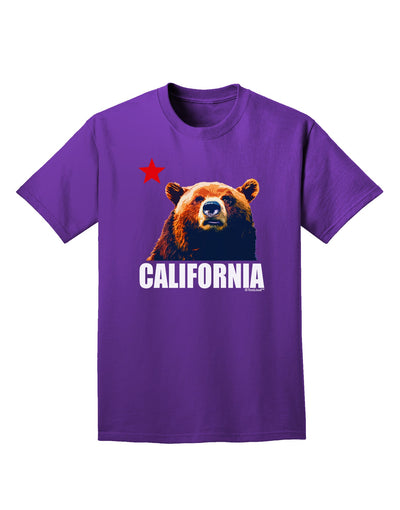 California Republic Design - Grizzly Bear and Star Adult Dark T-Shirt by TooLoud-Mens T-Shirt-TooLoud-Purple-Small-Davson Sales