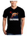 California Republic Design - Grizzly Bear and Star Adult Dark V-Neck T-Shirt by TooLoud-Mens V-Neck T-Shirt-TooLoud-Black-Small-Davson Sales