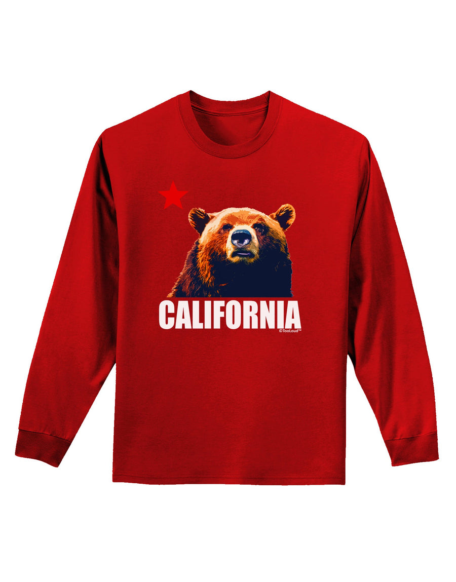 California Republic Design - Grizzly Bear and Star Adult Long Sleeve Dark T-Shirt by TooLoud-TooLoud-Black-Small-Davson Sales