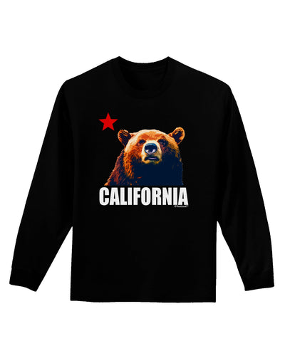 California Republic Design - Grizzly Bear and Star Adult Long Sleeve Dark T-Shirt by TooLoud