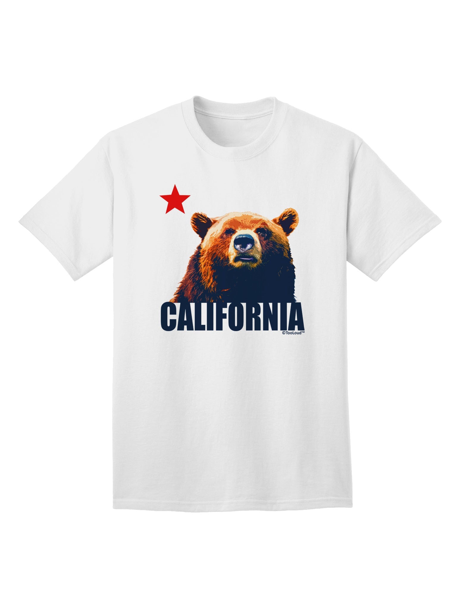 California Republic Design - Grizzly Bear and Star Adult T-Shirt by TooLoud: A Captivating Addition to Your Wardrobe-Mens T-shirts-TooLoud-White-Small-Davson Sales