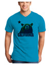 California Republic Design - Grizzly Bear and Star Adult V-Neck T-shirt by TooLoud-Mens V-Neck T-Shirt-TooLoud-Turquoise-Small-Davson Sales