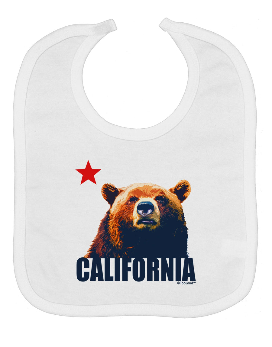 California Republic Design - Grizzly Bear and Star Baby Bib by TooLoud