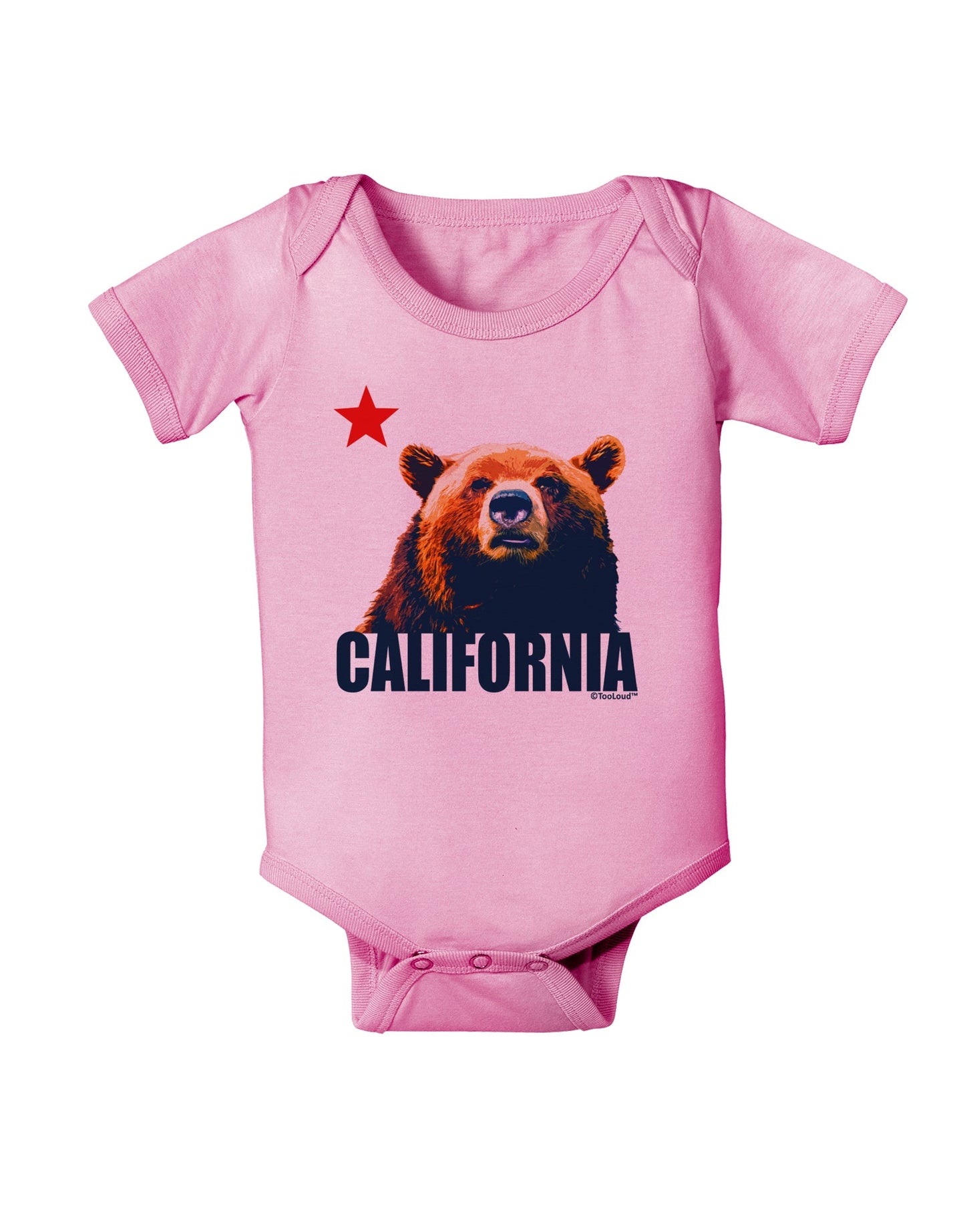 California Republic Design - Grizzly Bear and Star Baby Romper Bodysuit by TooLoud-Baby Romper-TooLoud-Light-Pink-06-Months-Davson Sales