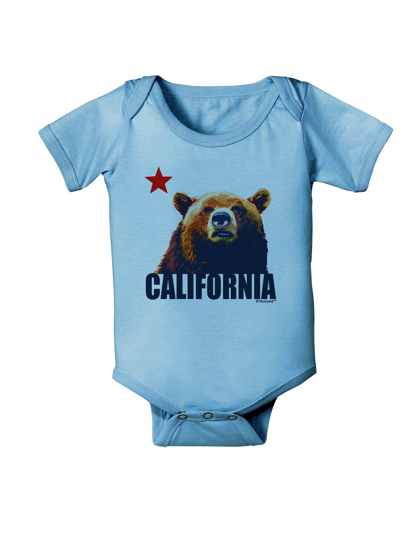 California Republic Design - Grizzly Bear and Star Baby Romper Bodysuit by TooLoud-Baby Romper-TooLoud-Light-Blue-06-Months-Davson Sales