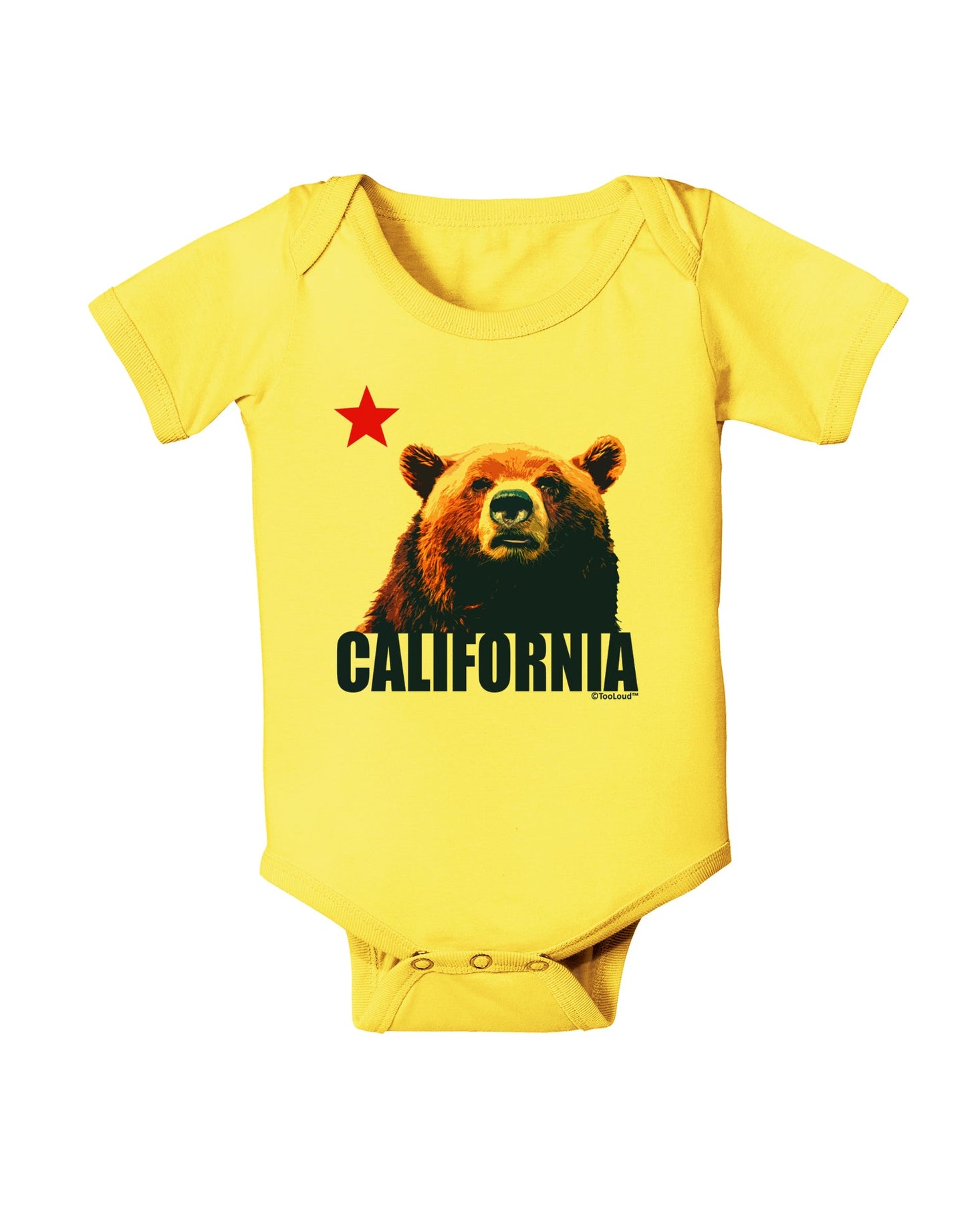 California Republic Design - Grizzly Bear and Star Baby Romper Bodysuit by TooLoud-Baby Romper-TooLoud-Yellow-06-Months-Davson Sales