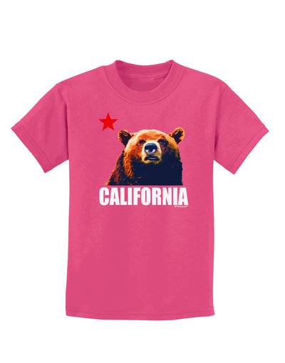 California Republic Design - Grizzly Bear and Star Childrens Dark T-Shirt by TooLoud-Childrens T-Shirt-TooLoud-Sangria-X-Small-Davson Sales