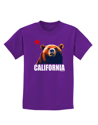 California Republic Design - Grizzly Bear and Star Childrens Dark T-Shirt by TooLoud-Childrens T-Shirt-TooLoud-Purple-X-Small-Davson Sales