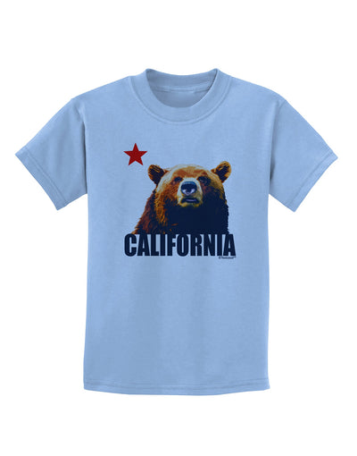 California Republic Design - Grizzly Bear and Star Childrens T-Shirt by TooLoud-Childrens T-Shirt-TooLoud-Light-Blue-X-Small-Davson Sales